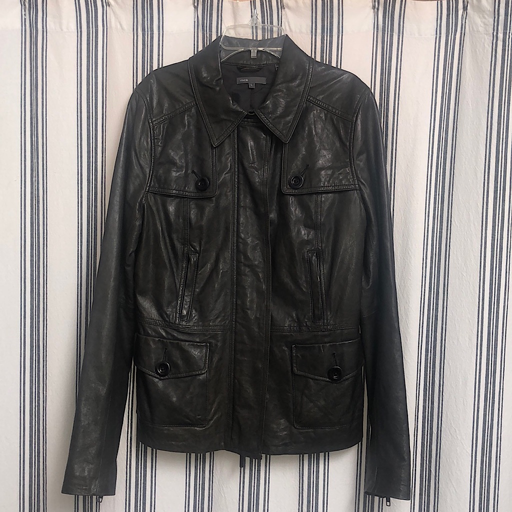 Vince. Dark Gray Women’s Leather Jacket Nwt